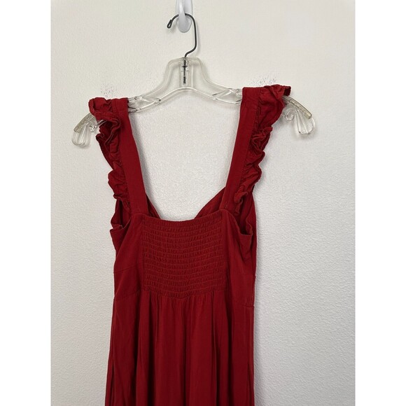 L*SPACE Pasadena Tie Front Smock Back Jumpsuit Rust Red Beach Women's Size XS - Picture 9 of 13